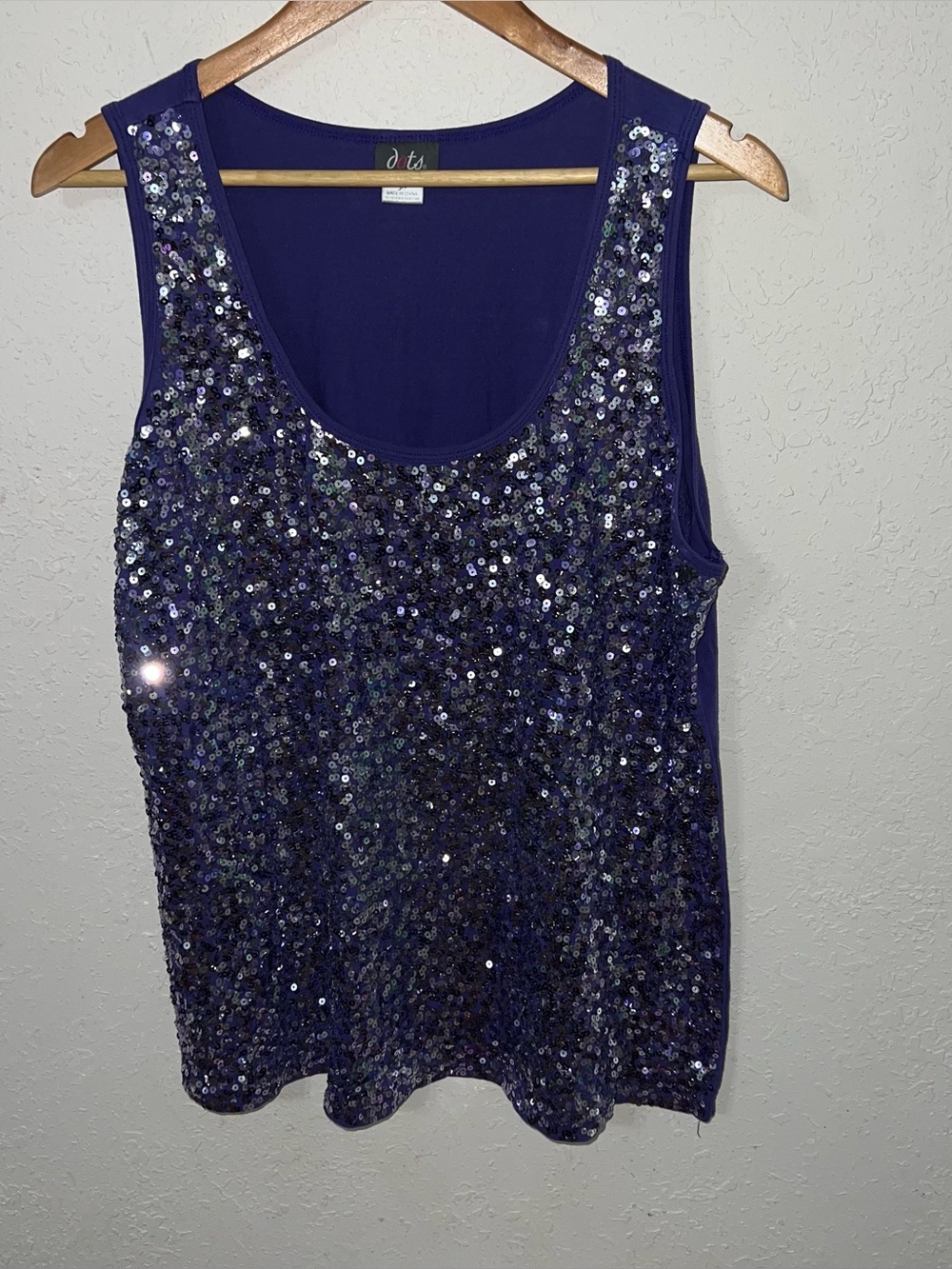 Dots Purple shimmering scoop-neck sequin tank top Size 3X.